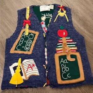 Vintage School Teacher Sweater Vest - Eagle's Eye Collectibles Large Navy Blue